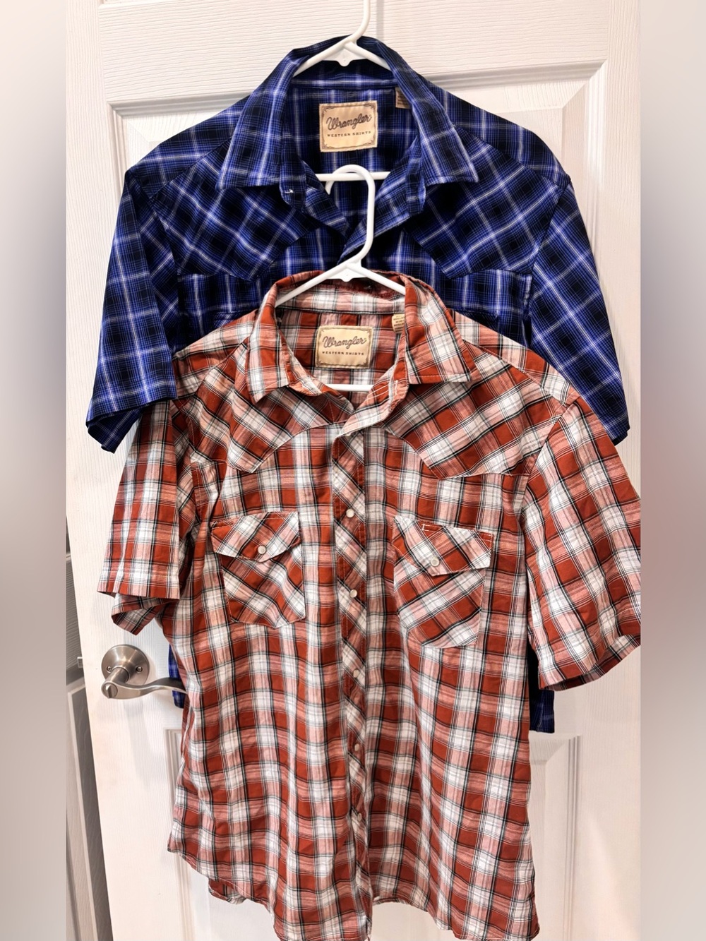 Wrangler Vintage Pearl Snaps Plaid Button-Down Short Sleeve Shirts